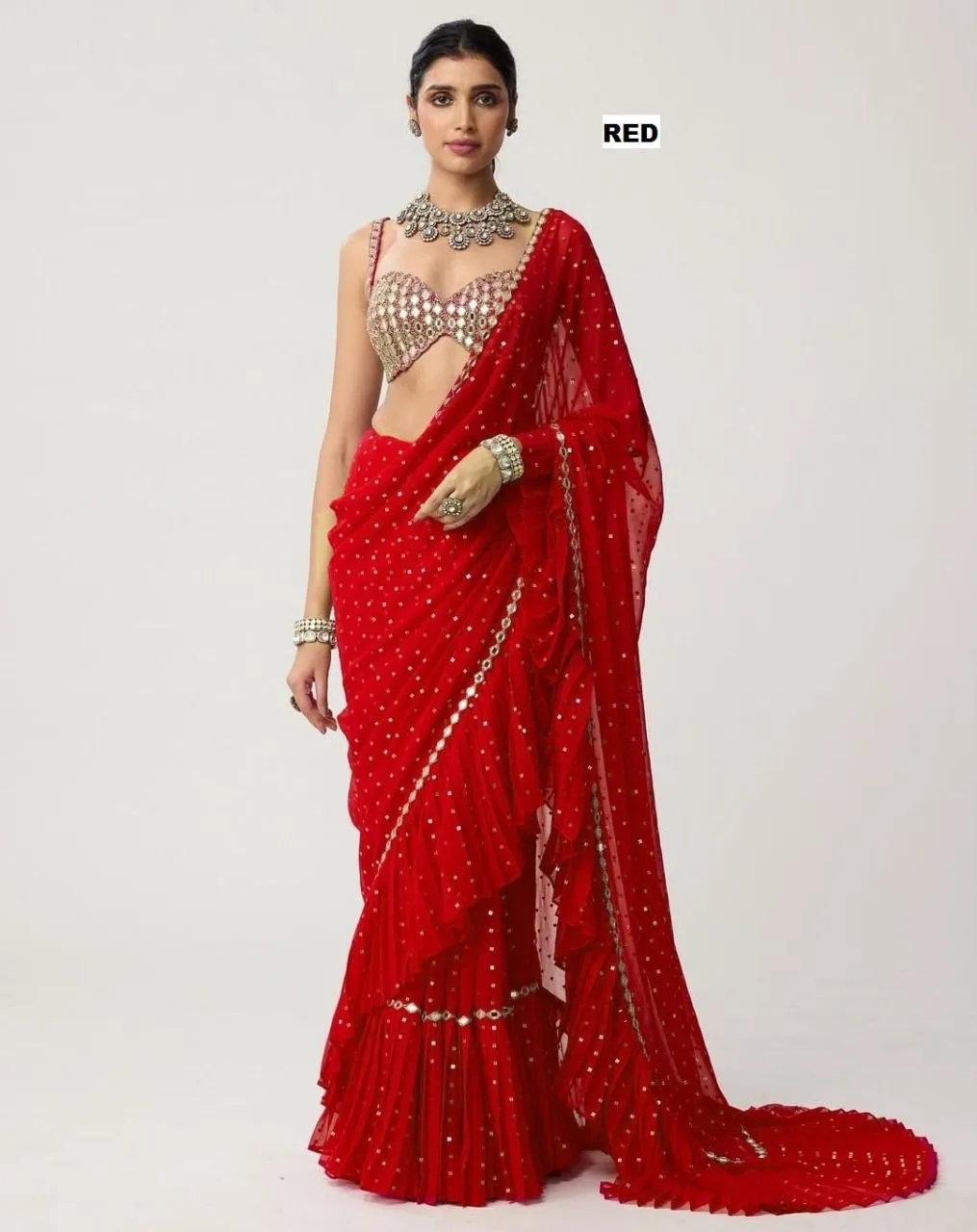 Sequin Ready to wear Drape saree