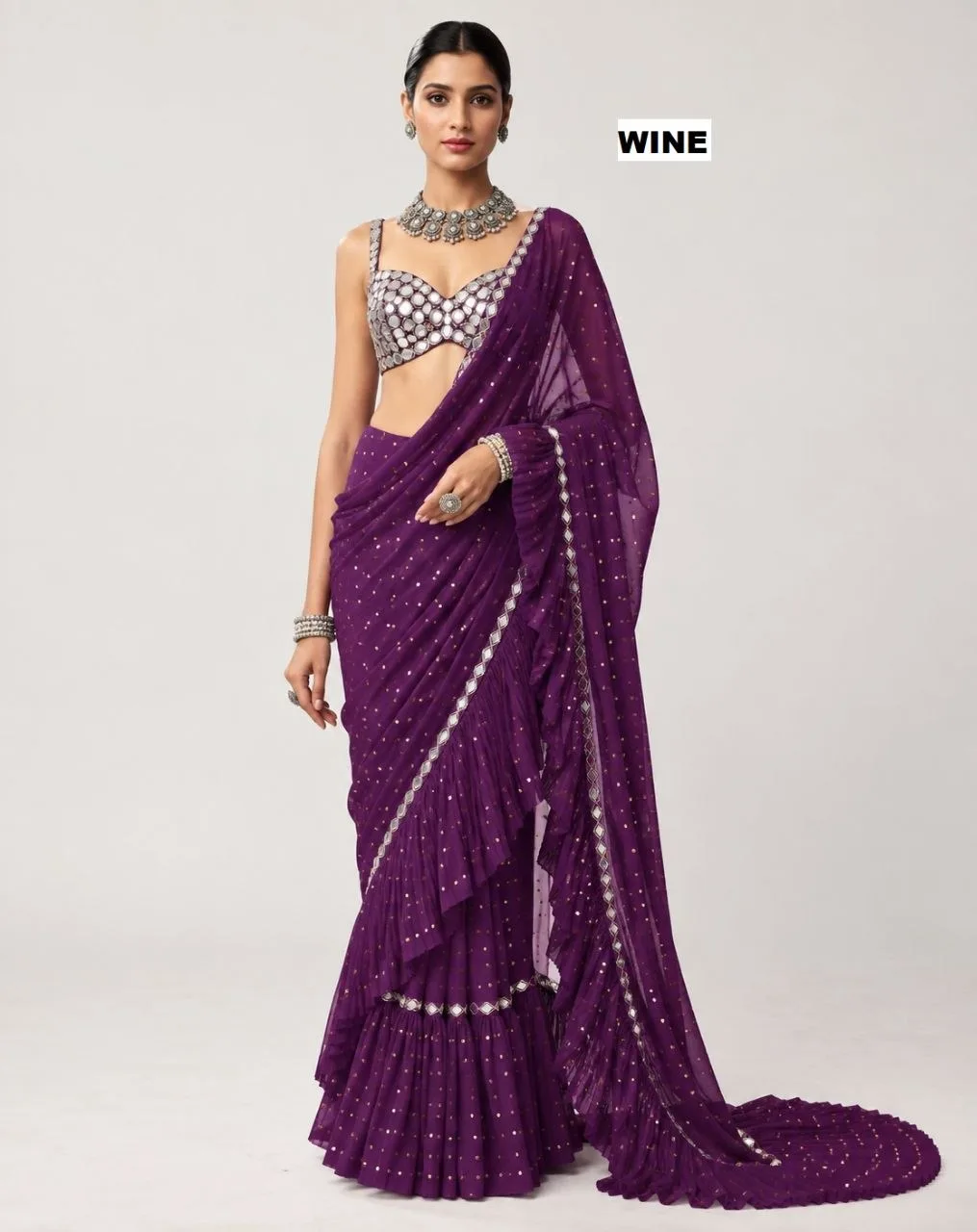 Sequin Ready to wear Drape Saree