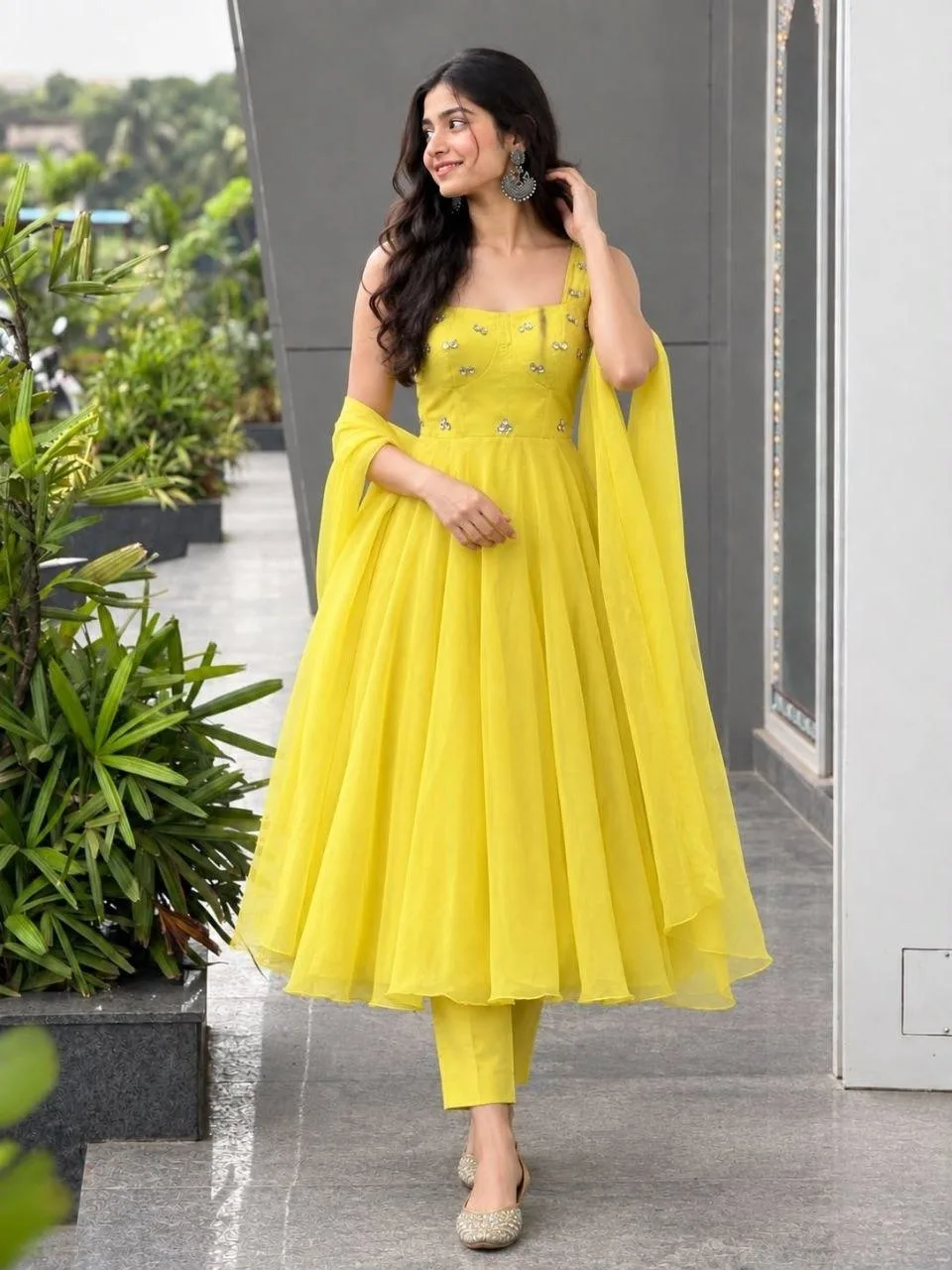Yellow Corset Anarkali Suit Set