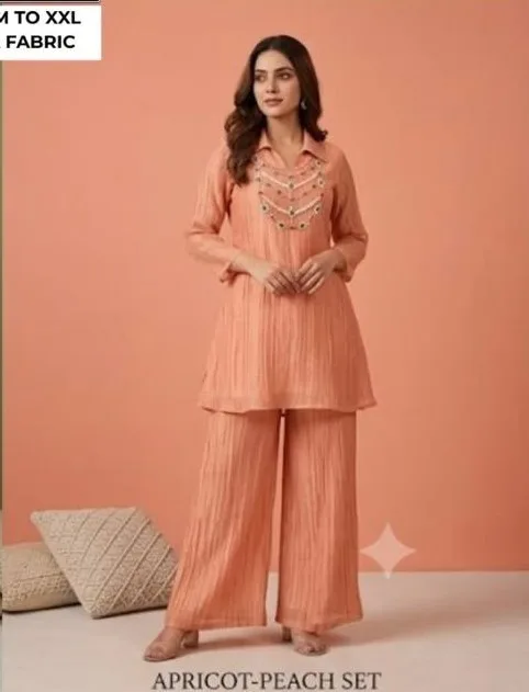 Pure Tissue Peach Necklace Short Coord Set