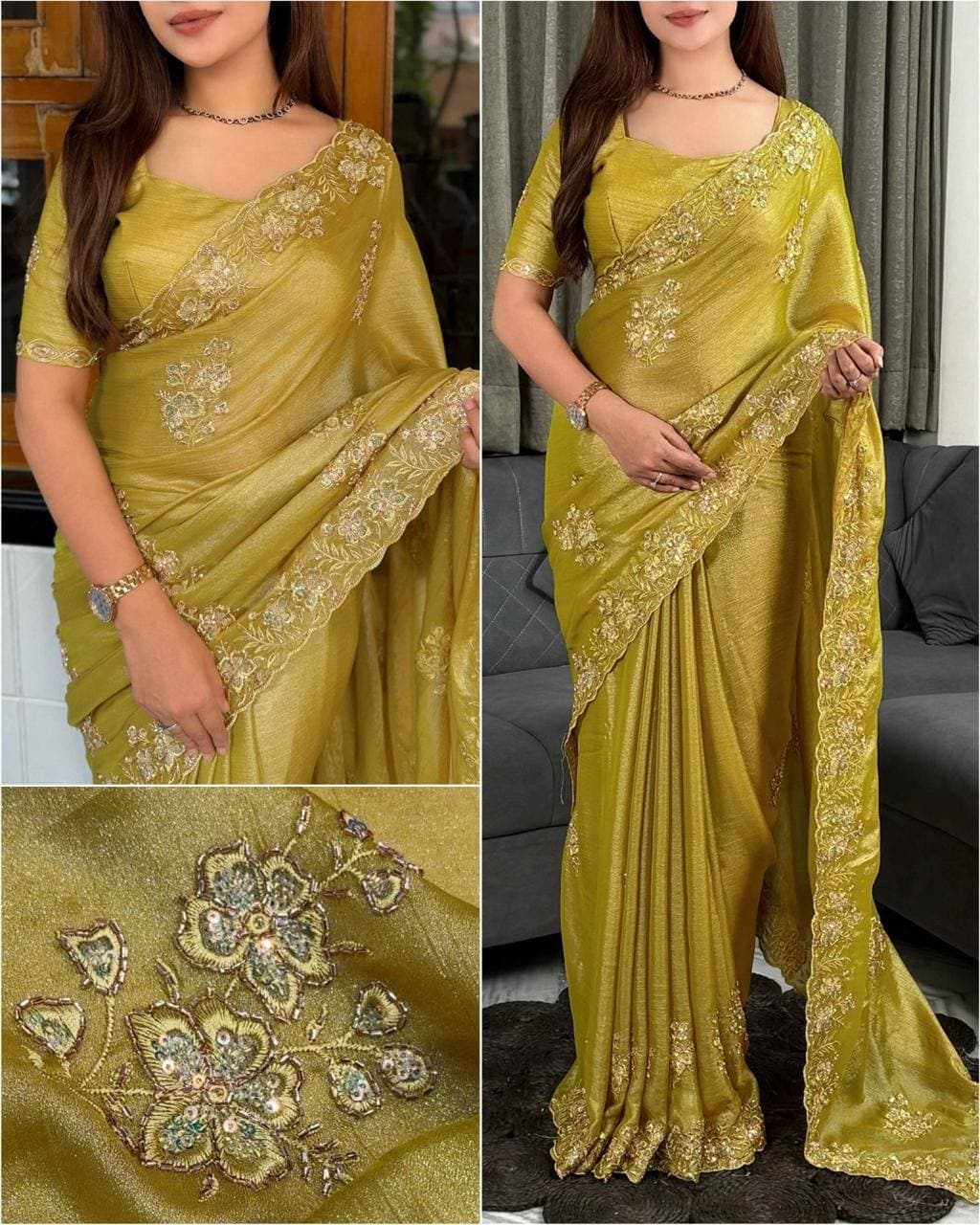 Mustard Yellow Maheswari Silk Saree